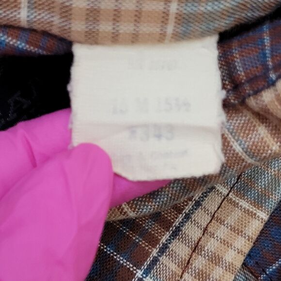 Vintage 80s Shadow Plaid Pearl-Snap Shirt M 19x29 Shirttail - Picture 8 of 16
